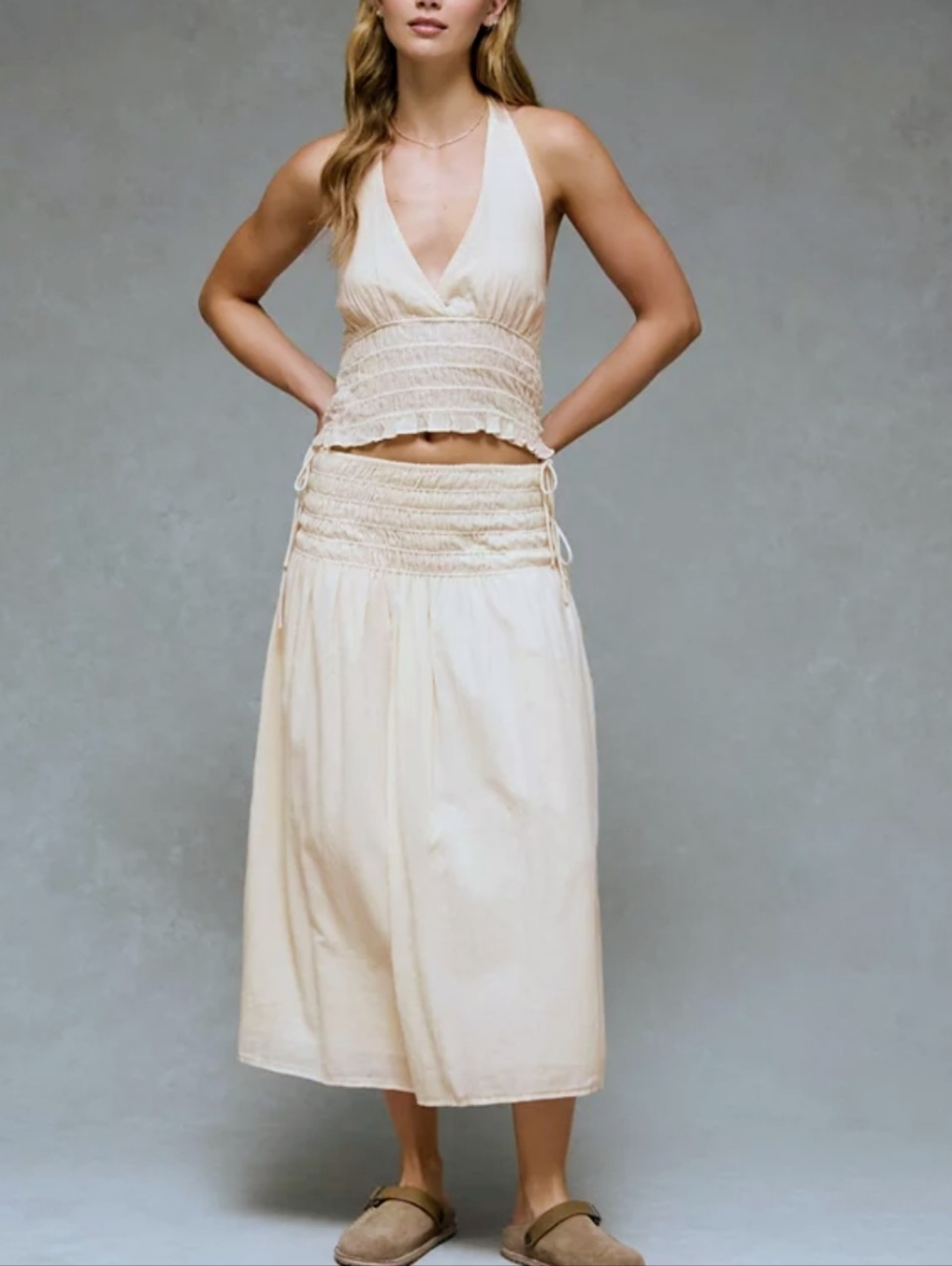 American Eagle Smocked Midi Skirt